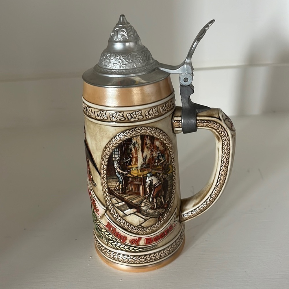 Anheuser-Busch Inc. Beer Stein "A" Series #38795 Pewter Lidded Ceramarte Brazil